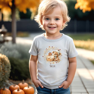 Cute Nalle Fall Pumpkins Namn T Shirt