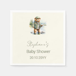 Cute Nalle Fisherman Reel Excted Baby Shower Pappersservett