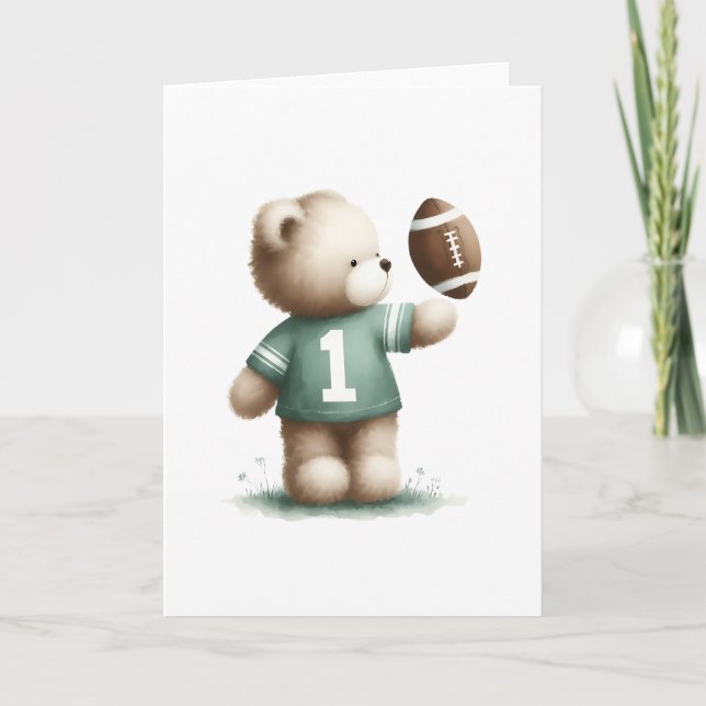 Cute Nalle Football Player Blank Hälsning Kort (Framsida)