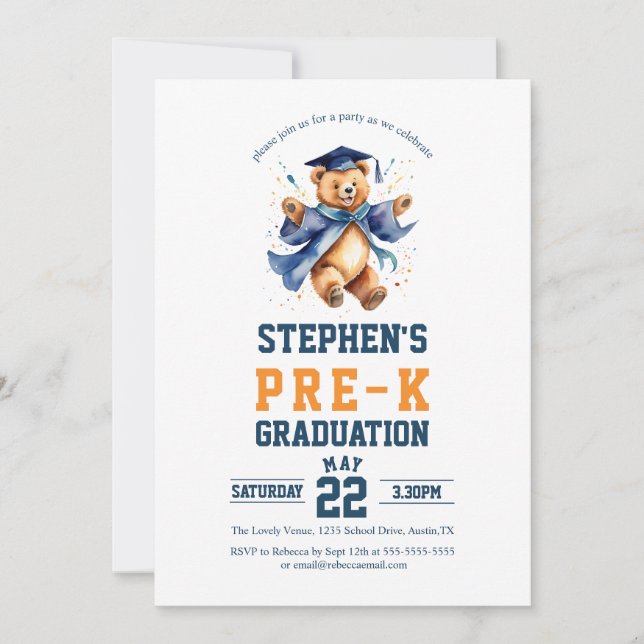 Cute-Nalle före K-Studentfest Inbjudningar (Framsida)