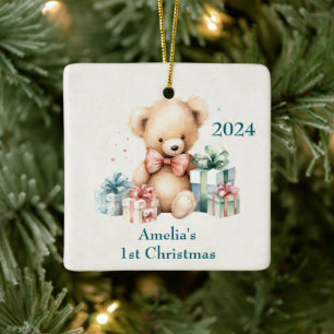Cute Nalle Första jul Julgransprydnad Keramik