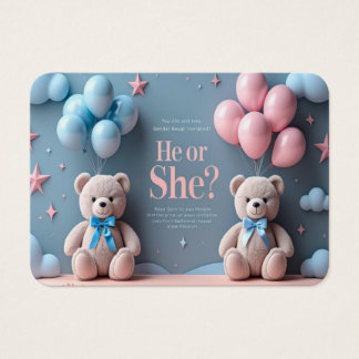 Cute Nalle Gender Reveal Inbjudan Visitkort