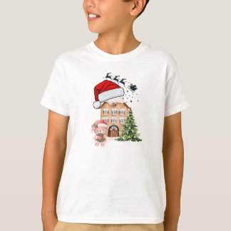 Cute Nalle & Gingerbröd House Whimsical Chri T Shirt