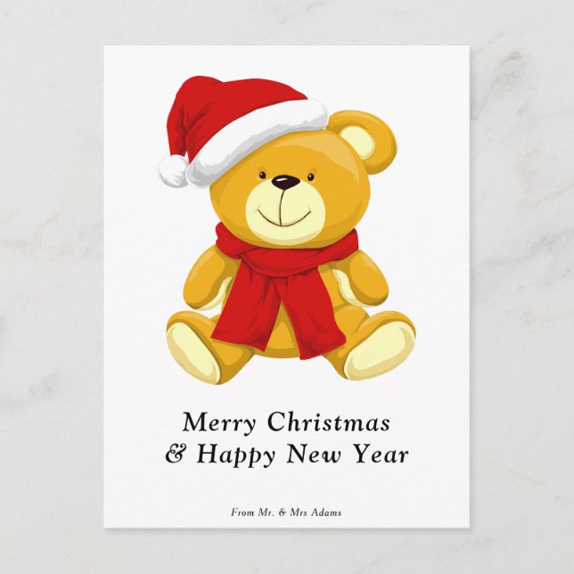 Cute Nalle God jul Helg Vykort (Framsida)