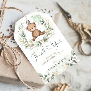 Cute Nalle Greenery Guld Eucalyptus Utandning Presentetikett