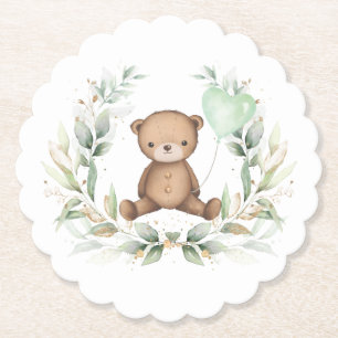 Cute Nalle Greenery Wand Sage Balloy Underlägg Papper