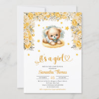 Cute nalle gula blommor-babydusch