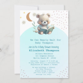 Cute Nalle Hämta en Bok Baby Shower Inbjudningar