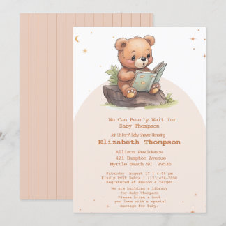 Cute Nalle Hämta en Bok Baby Shower Inbjudningar