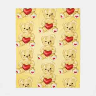 Cute Nalle Holg Heart - Vaktfull Push Leksak Fleecefilt