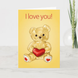 Cute Nalle Holg Heart - Vaktfull Push Leksak Helgkort