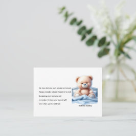 Cute Nalle i Blue Bed Baby Bok Request Tilläggskort