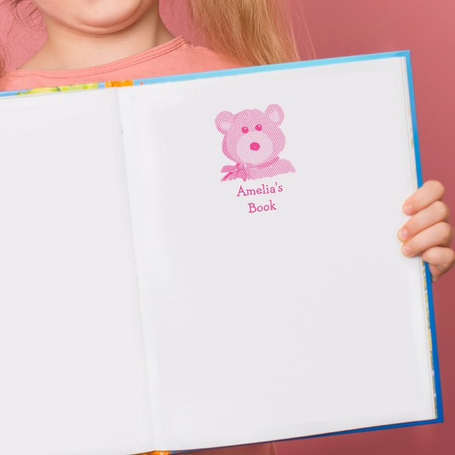Cute Nalle i Bok Tillhör till Självfärgande Stämpel (Skapare uppladdad)