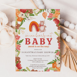 Cute nalle i förtid vänta regnbågsduschen inbjudningar