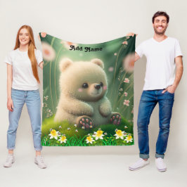 Cute Nalle i Garden Nursery Kids Woodland Fleecefilt