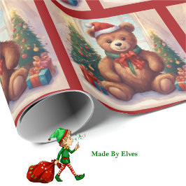 Cute Nalle Julgran Roll of Presentpapper