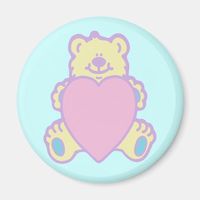 Cute Nalle Kärlek Heart Magnet (Framsidan)