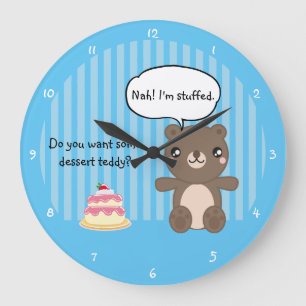 Cute Nalle Kids Funny Joke Stor Klocka
