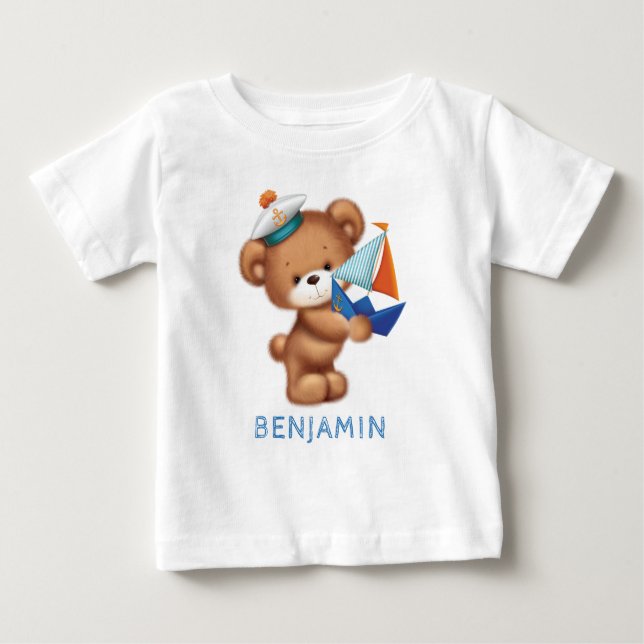 Cute Nalle Littlle Sailor Personlig T Shirt (Framsida)
