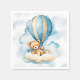 Cute Nalle Luftballong Boy Baby Shower Pappersservett