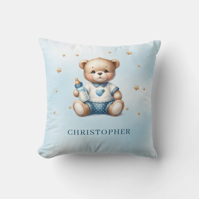Cute nalle med baby flaska kudde (Framsida)