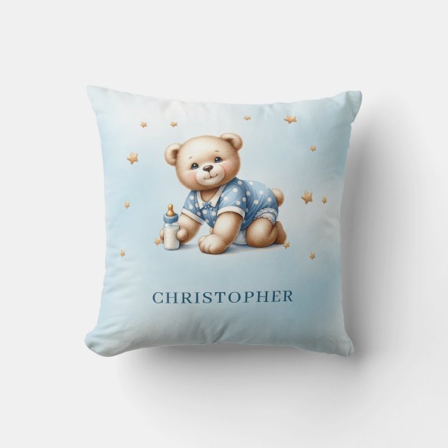 Cute nalle med baby flaska kudde (Framsida)