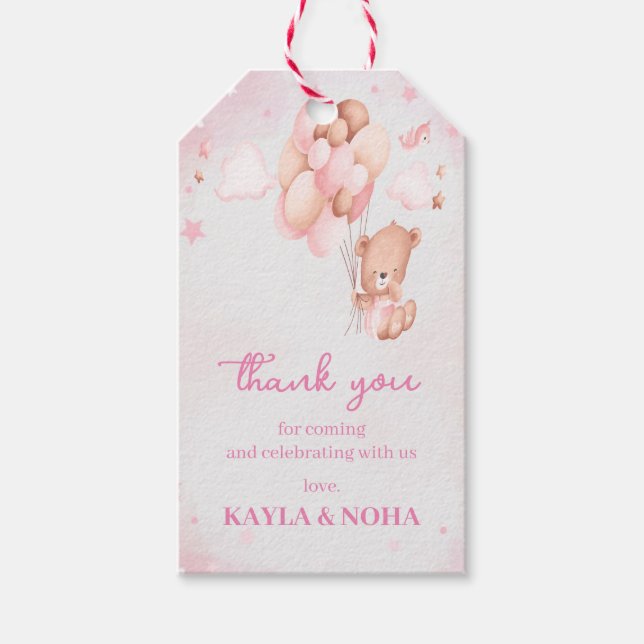 Cute Nalle med ballong Presentetikett (Framsidan)