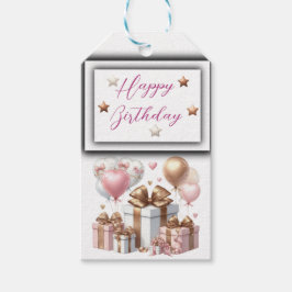 Cute Nalle med ballonger och gåvor Presentetikett