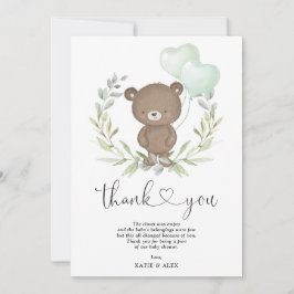 Cute Nalle med Balloons Greenery Wandeine Baby Tack Kort