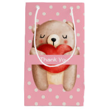 Cute Nalle med ett rött hjärta-Tack