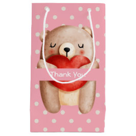 Cute Nalle med ett rött hjärta-Tack