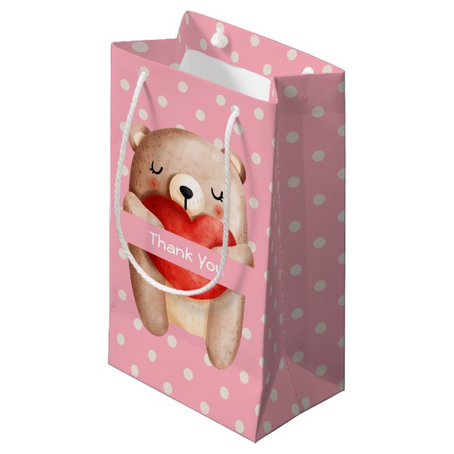 Cute Nalle med ett rött hjärta-Tack (Framsidan Vinklad)