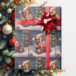Cute Nalle med Gift-julklapp av Presentpapper
