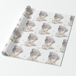 Cute nalle med leksak anpassade presentpapper