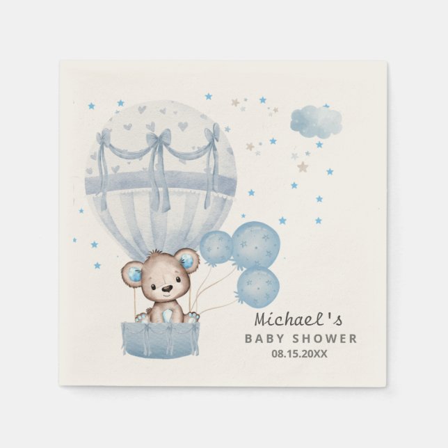Cute nalle med Luft Hett Balloon Napkins Pappersservett (Framsidan)