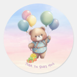 Cute-Nalle med Personligen Balloons Runt Klistermärke
