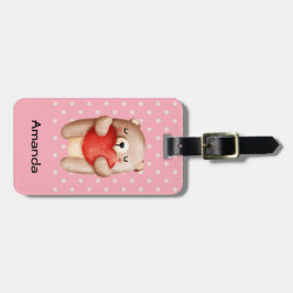 Cute Nalle med rött hjärta Bagagebricka