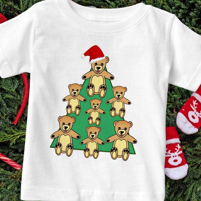 Cute Nalle med Santa Hat Julgran T Shirt (Skapare uppladdad)