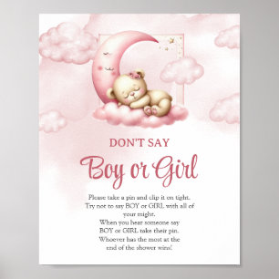Cute nalle-molnet nio Säg inte Boy eller Girl Poster