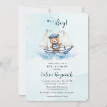 Cute Nalle Nautical Boat Boy Shower