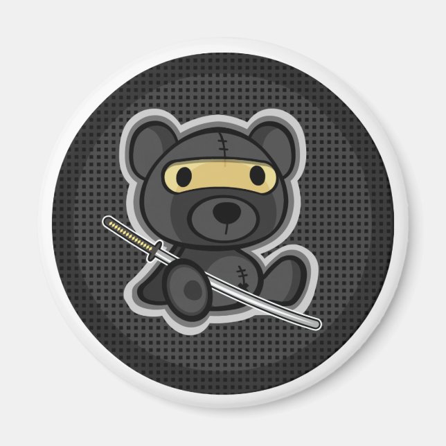 Cute nalle ninja samurai warrior magnet (Framsidan)