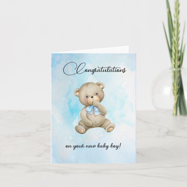 Cute Nalle nyfödd bebis-grattisar Anteckningskort (Framsida)