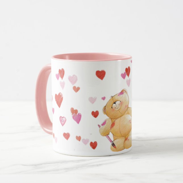 Cute Nalle och Hearts Mugg (Framsida vänster)