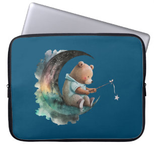 Cute Nalle på Måne, Push Tecknad Bear Laptop Fodral