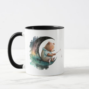 Cute Nalle på Måne, Push Tecknad Bear Mugg