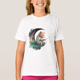 Cute Nalle på Måne, Push Tecknad Bear T Shirt