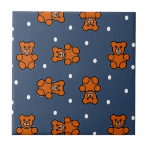 Cute-nalle på polka-punkt kakelplatta