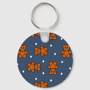 Cute-nalle på polka-punkt nyckelring