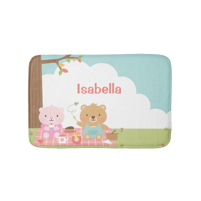 Cute-Nalle Picnic utomhusbarnsrum Dekorfärg Badrumsmatta (Framsidan)