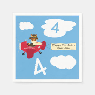 Cute Nalle Pilot Anpassat namn och Ålder Födelseda Pappersservett
